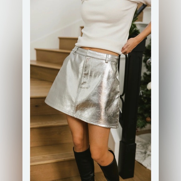 bohme Dresses & Skirts - Bohme Metallic Silver Mini Skirt